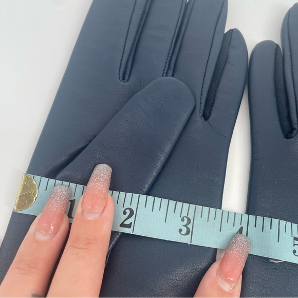 $2FOR$30 Vintage Navy Blue Thick Leather Gloves With Satin Lining - Picture 10 of 12